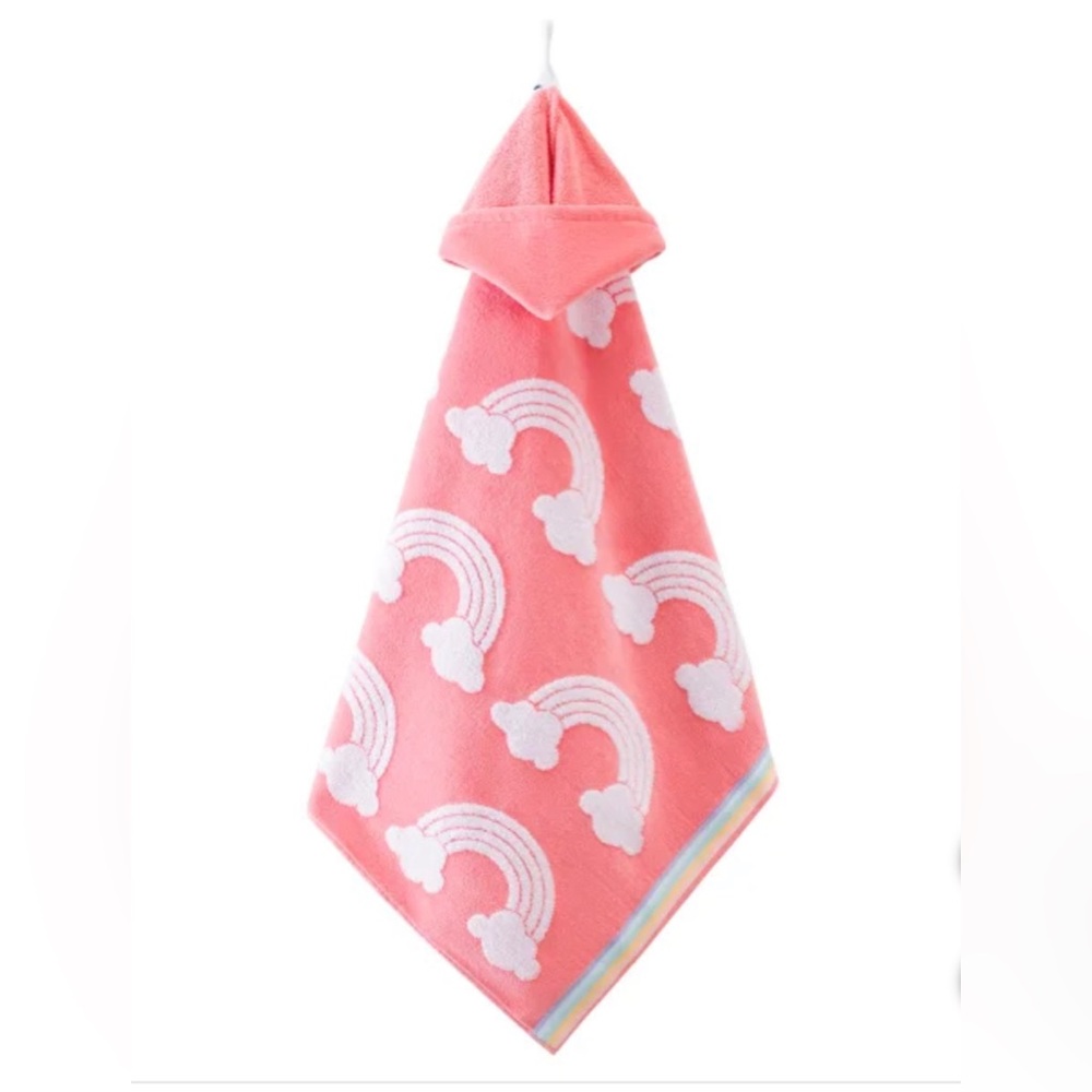 Caro hooded rainbow towel pink super soft